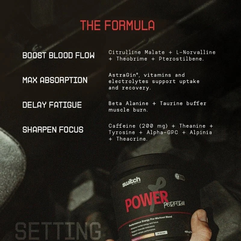 THIS ISN’T JUST PRE. THIS IS POWER PERFORM. ⚡️

Switch Nutrition Power Perform i